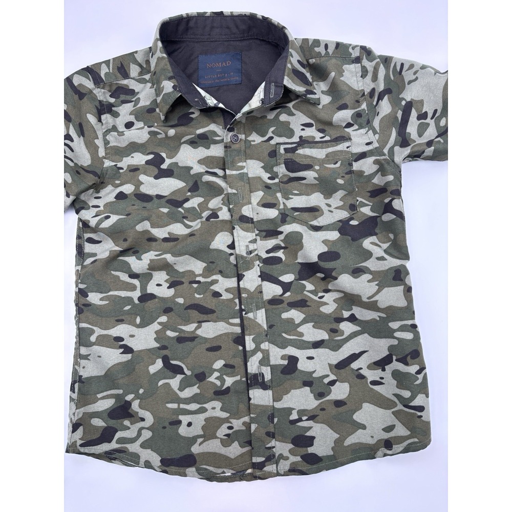Nomad Boy's Camouflage Button Down Shirt Size 5/M Green Camo  ‎ 2658